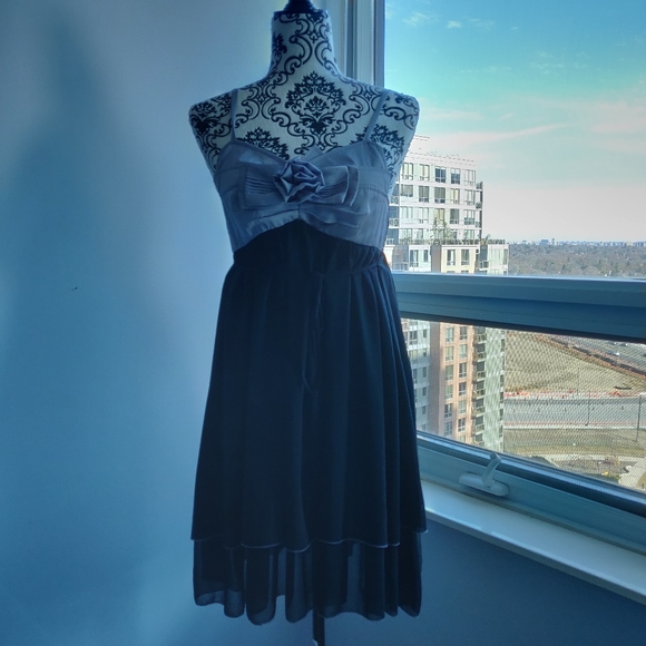 Paul Nkc Flowe Ribbon Chiffon Dress Elastic Waist - Picture 2 of 8